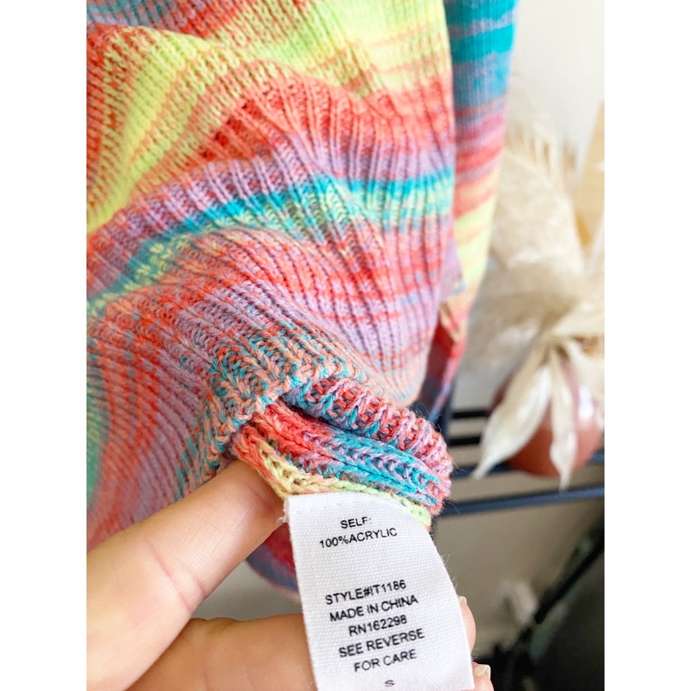 Bucket List Multi Color Striped Slouchy Oversize … - image 6